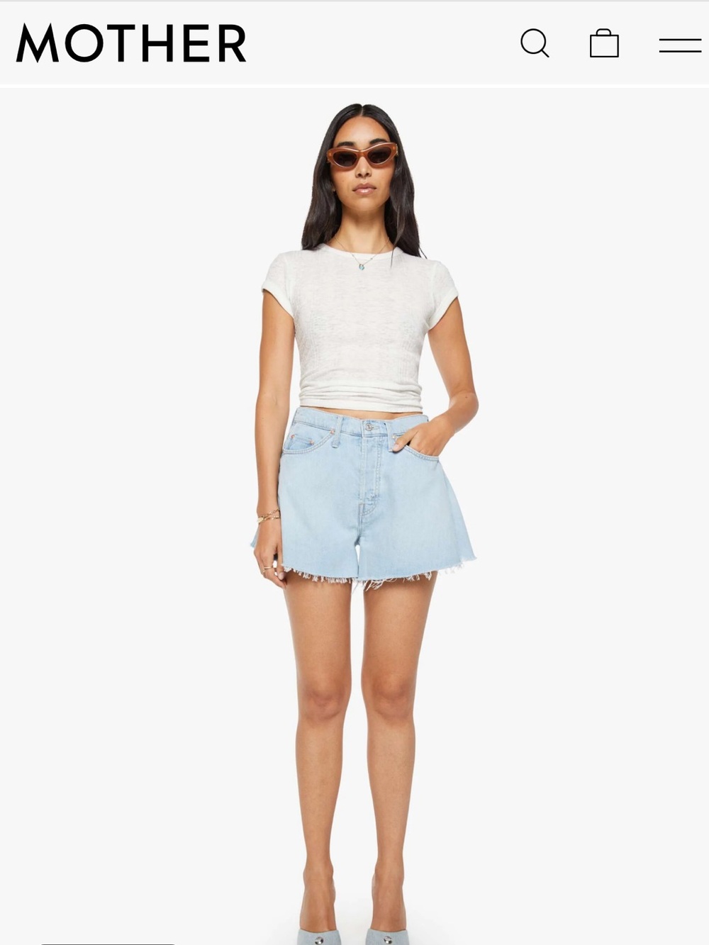 MOTHER Flutter Denim Frayed Hem Shorts